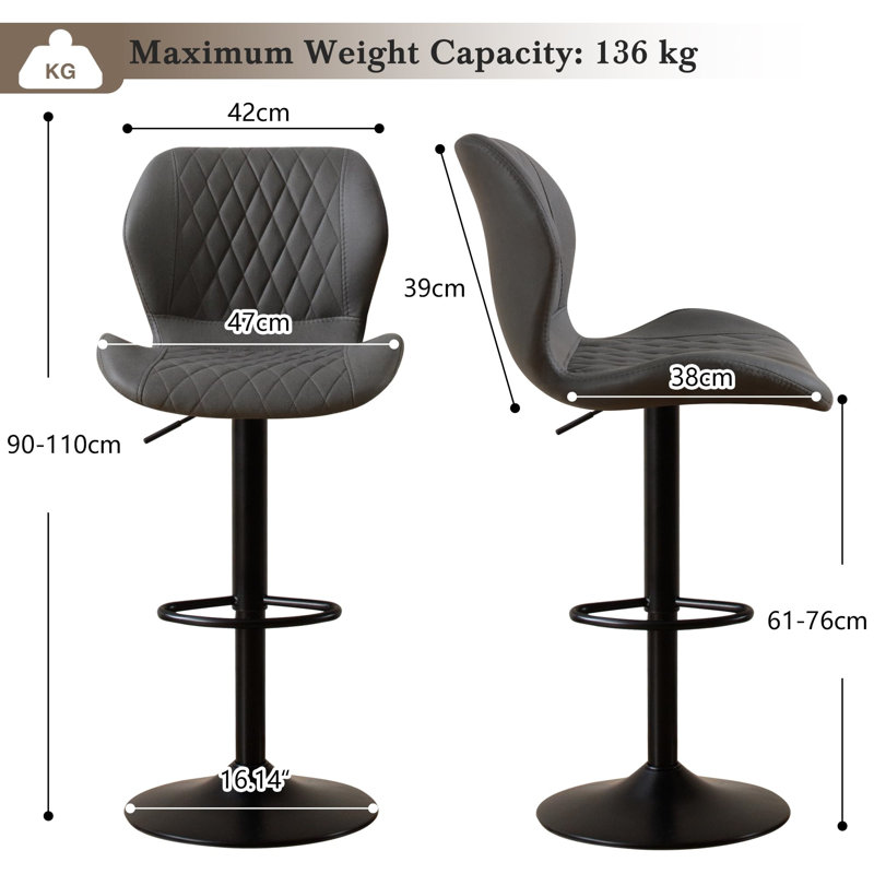 Adjustable Height Counter Stool with Metal Frame