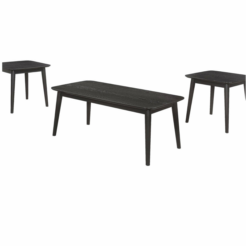 Bivens black three-piece rectangular coffee table