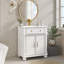 Meuble-lavabo 28 po Mid-Century avec lavabo, structure en bois massif et poignées en métal-1401365630-1398775386