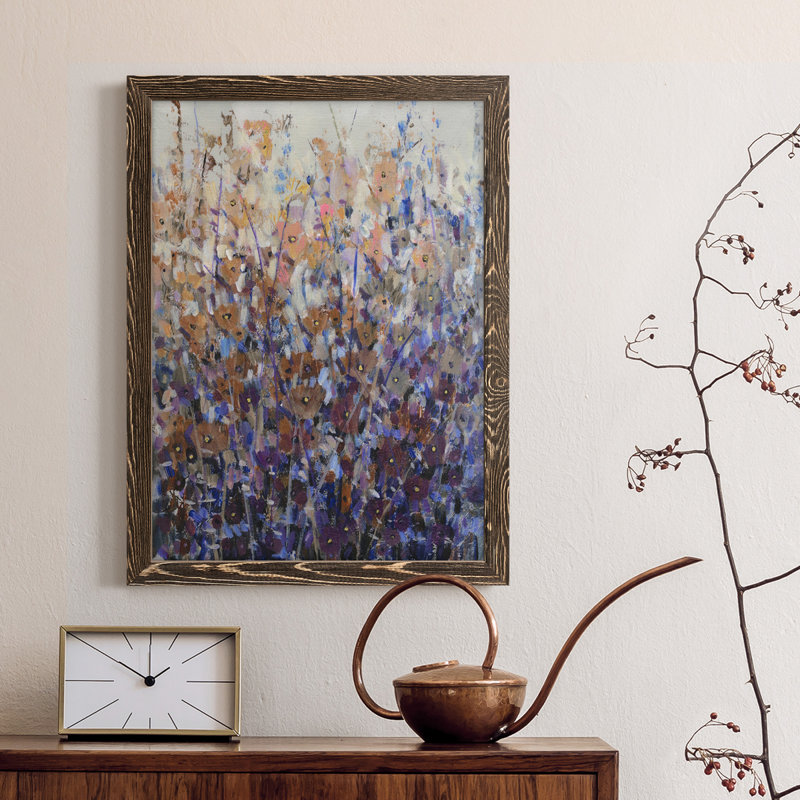 Fall Wildflowers II, toile encadrée de qualité supérieure - prête à être accrochée, Cadre noyer, H 20 po x l 17 po x P 1 po