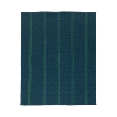 Sorrento 9x12 Handwoven Performance Stripe Deep Blue Fabric Area Rug