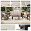 Ensemble de conversation de patio d'extérieur en aluminium 4 pièces avec tables d'appoint pliantes, sièges pour 5 personnes avec canapé 3 places, 2 fauteuils et table basse-1028077123