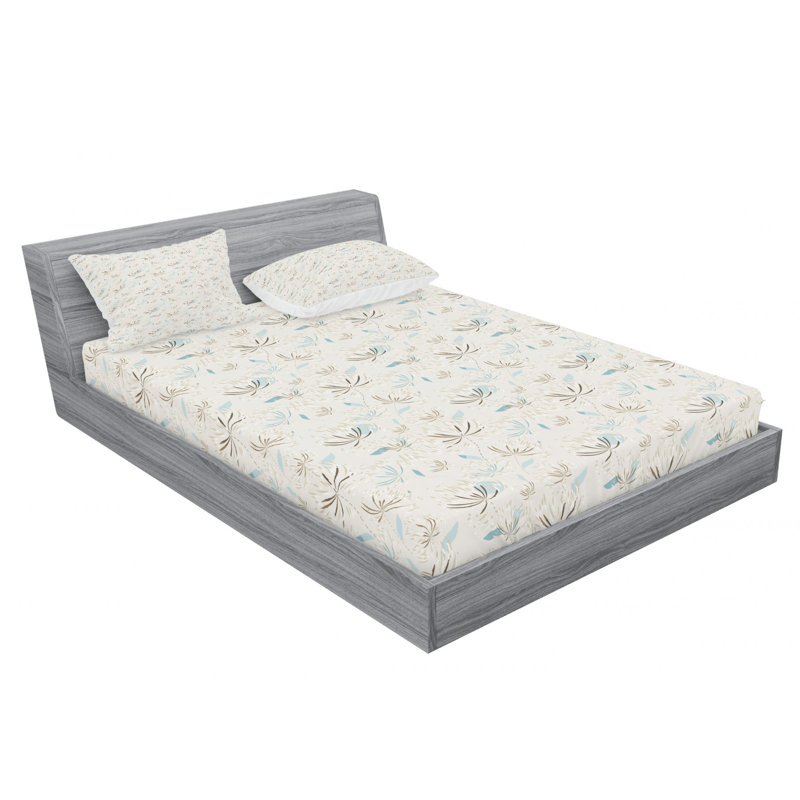 Microfiber Floral Sheet Set, Full Sheet Set with Fitted Sheet