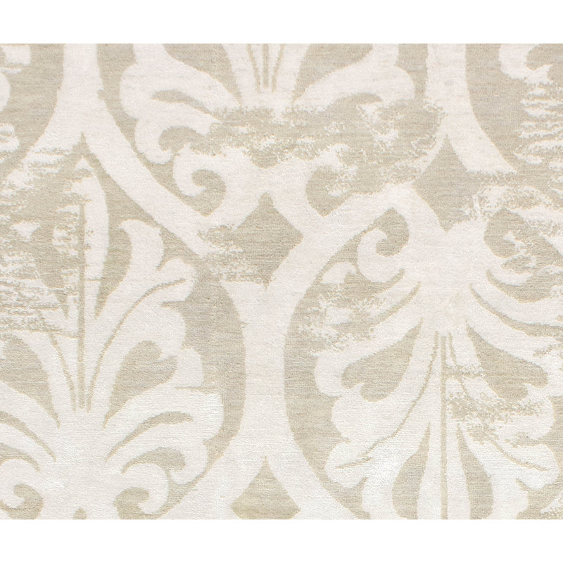 Hand Knotted Area Rug in Beige/White, Rectangle 8' x 10'