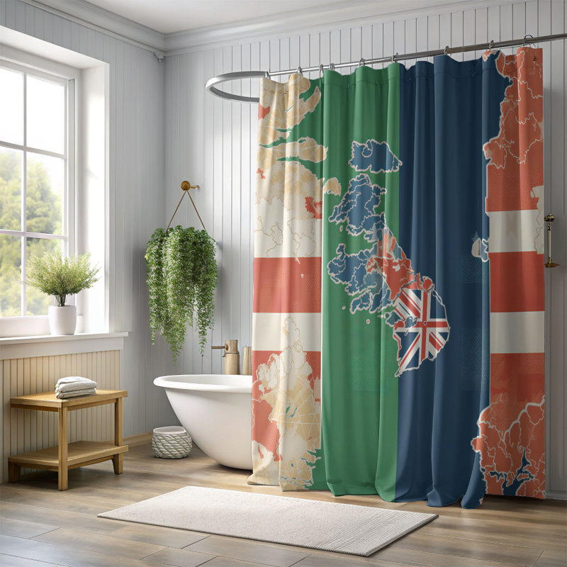 Rideau de douche irlandais tricolore de qualité supérieure, L 71 po x L 74 po