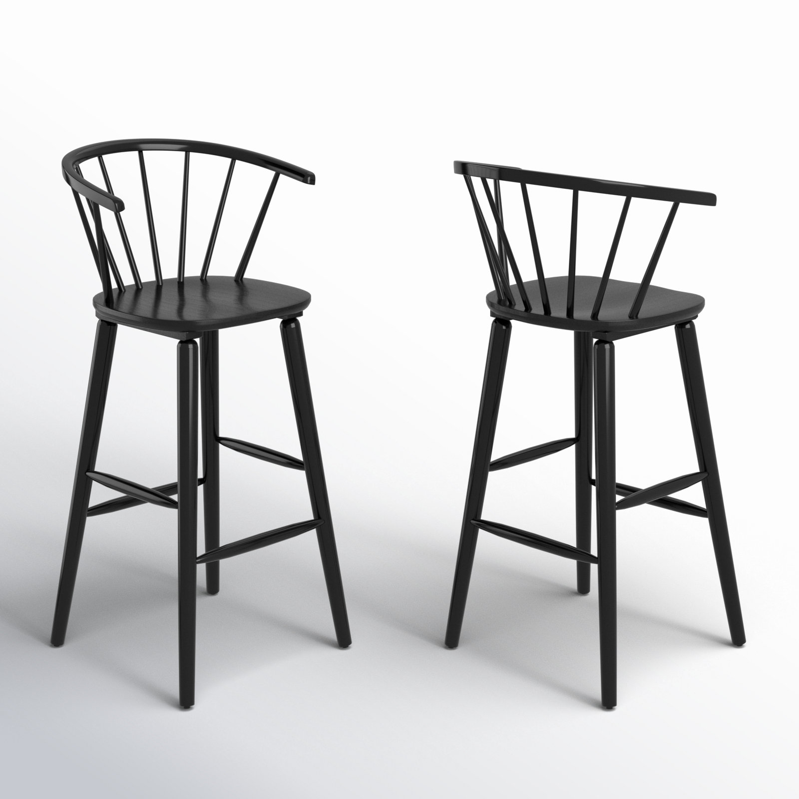 Sheffield Solid Wood Bar & Counter Stool, Black, Bar Stool (29" Seat Height)