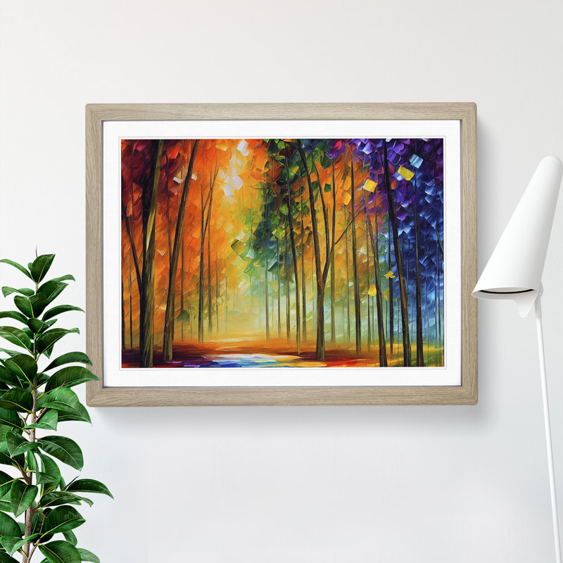 Shimmering Forest Vol.3 Abstract - Single Picture Frame Painting, 25cm H x 34cm W x 2cm D, Oak