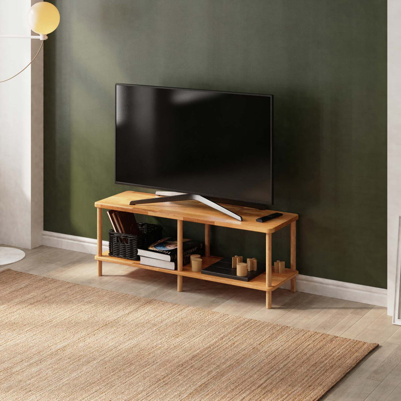 Meuble télé Queens, console média en bois massif pour salon et chambre à coucher, H 17,7 po x L 47,2 po x l 32 po