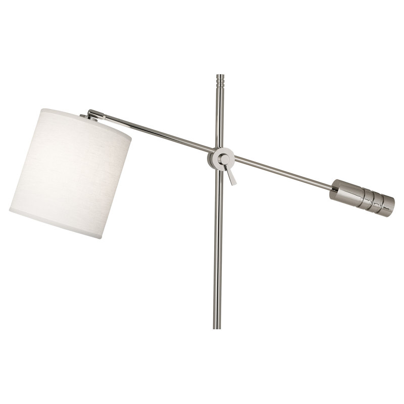 Polished Nickel Adjustable Floor Lamp with Oyster Linen Shade