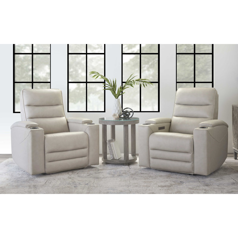 Gardeis Power Zero Gravity Recliner Two Pack, Cream Genuine Leather