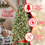 Arbre de Noël artificiel pré-éclairé avec pointes abondantes, verdure givrée, baies rouges, pommes de pin et support robuste pour une décoration festive intérieure