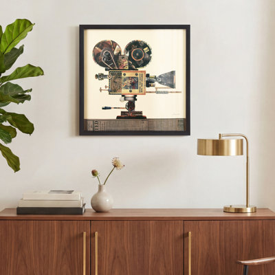 'Antique Film Projector' Dimensional Art Collage Under Glass
