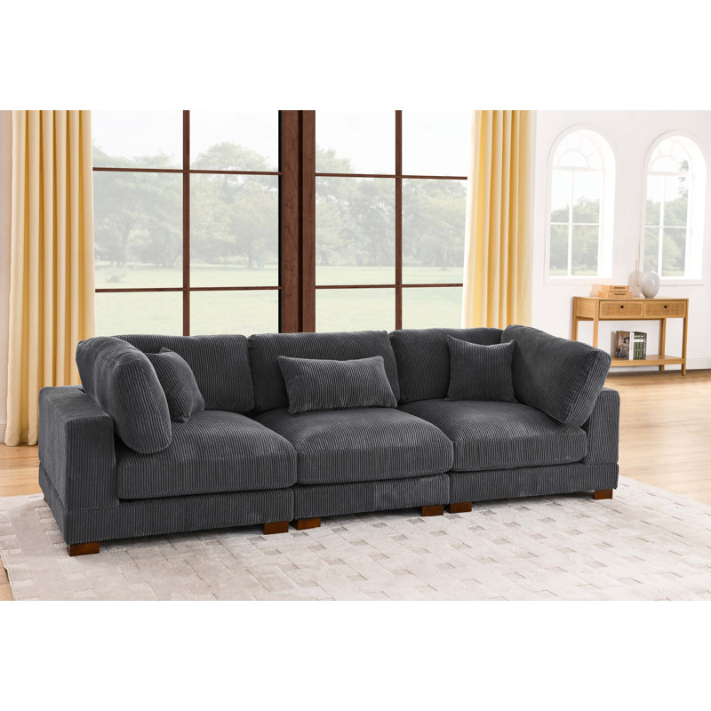 Assuntino 112'' Corduroy Sofa, Gray