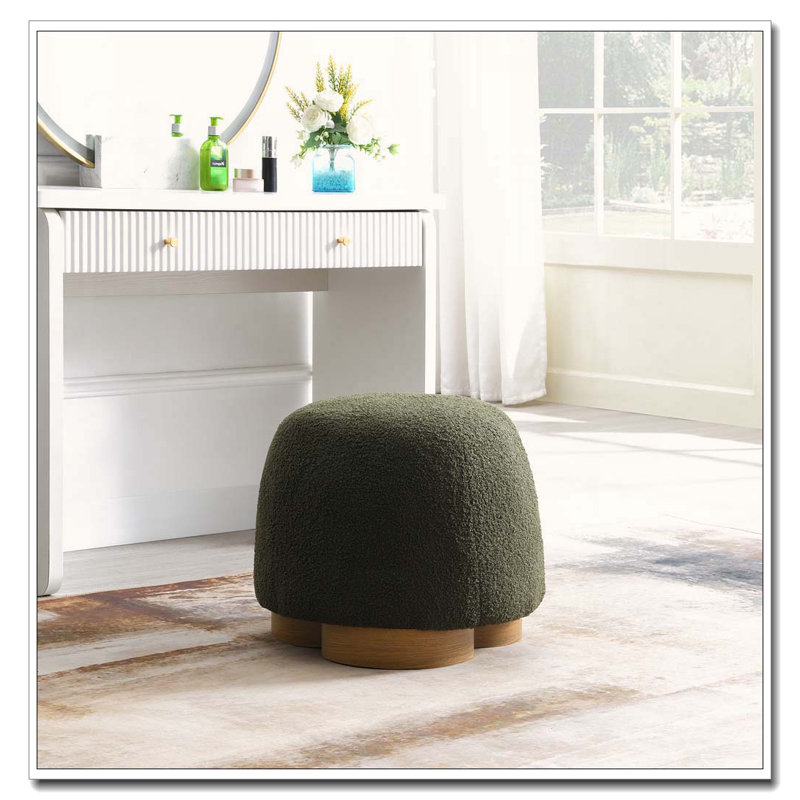 Repose-pieds rembourré en tissu doux entièrement rembourré, Vert olive