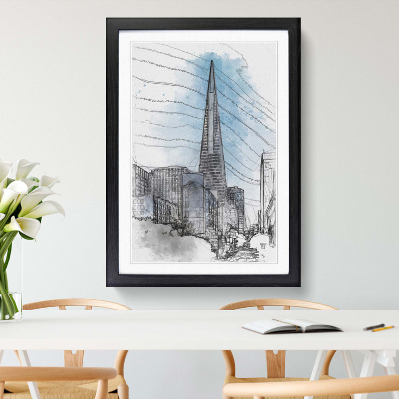 Transamerica Pyramid in San Francisco in Abstract - Framed Print, 76cm H x 50cm W x 2cm D, Black