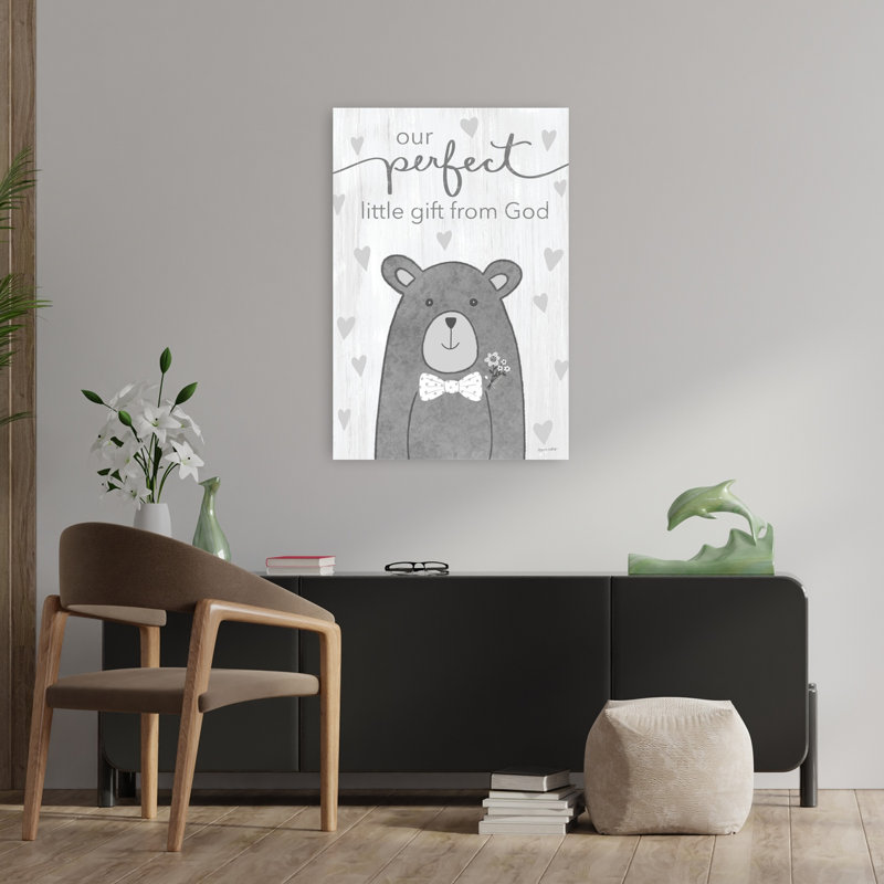 Art contemporain fantaisiste avec ours, H 36 po x l 24 po