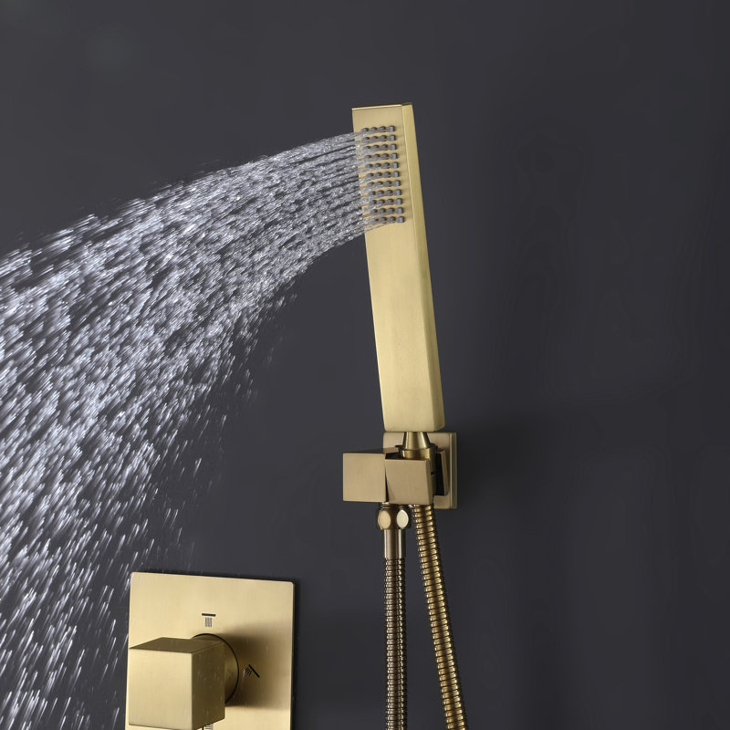 Système de douche thermostatique de luxe à 4 fonctions avec jets de pluie, cascade, portatifs et corporels - Certifié cUPC