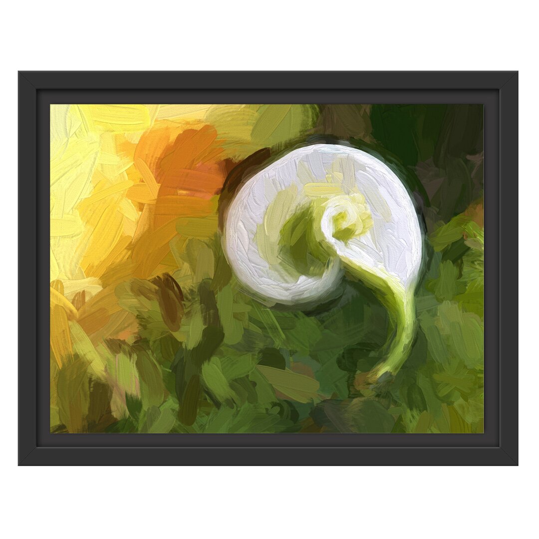 Gerahmtes Wandbild weiße Calla Lilie Blüte Kunst