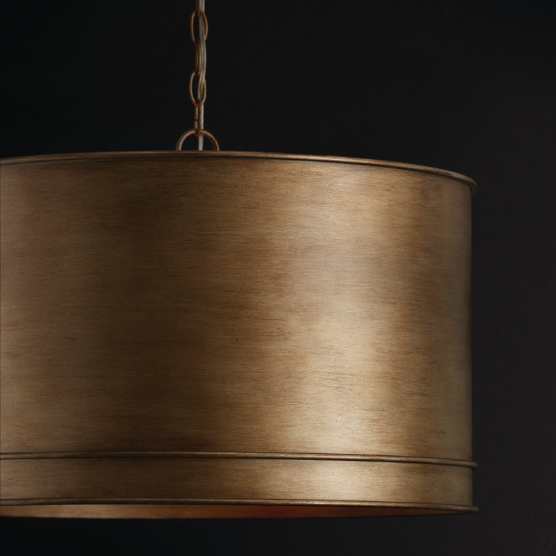 Luminaire suspendu tambour 4 lumières or