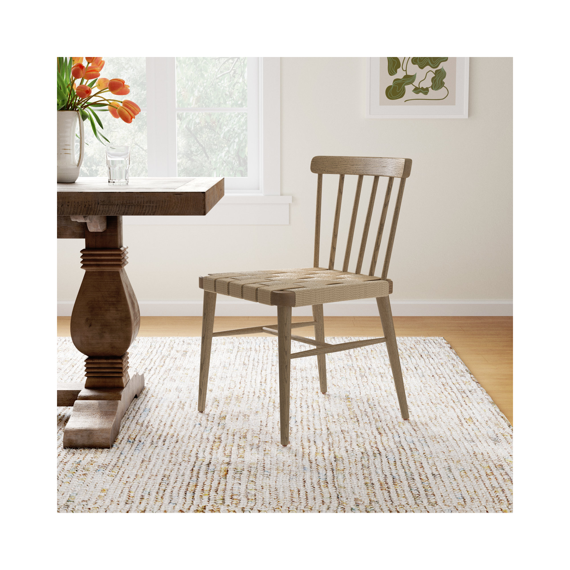 Catalonia Dining Chair-Smoked Oak, Dark Brown