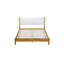 Lit en bois d'hévéa et en bois massif avec tête de lit rembourrée avec coussin en peluche