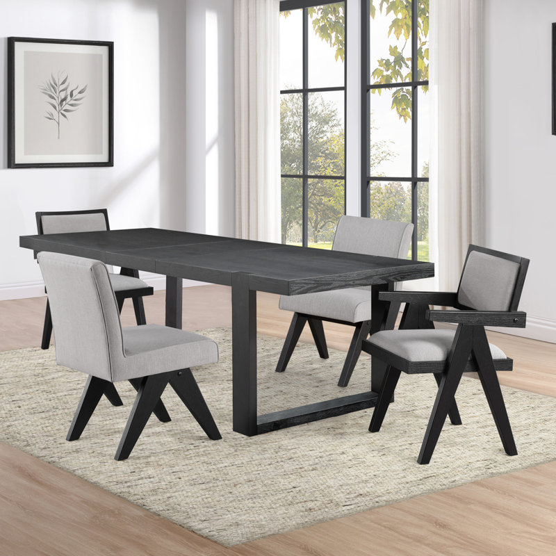 Donny Yves 77-95" Table W/ 2 Side Chairs And 2 Arm Chairs, 5 Pieces: Table, 4 Chairs