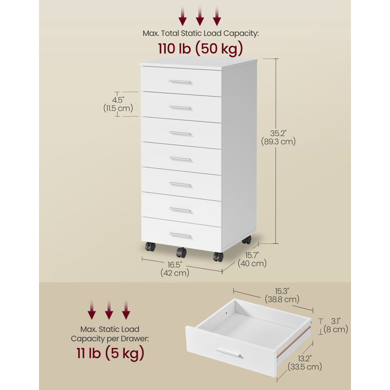 42cm Wide 7 -Drawer File Cabinet