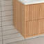 Ensemble de meuble-lavabo flottant, armoire de salle de bain murale en bois massif avec 2 tiroirs de rangement, lavabo intégré en résine blanche