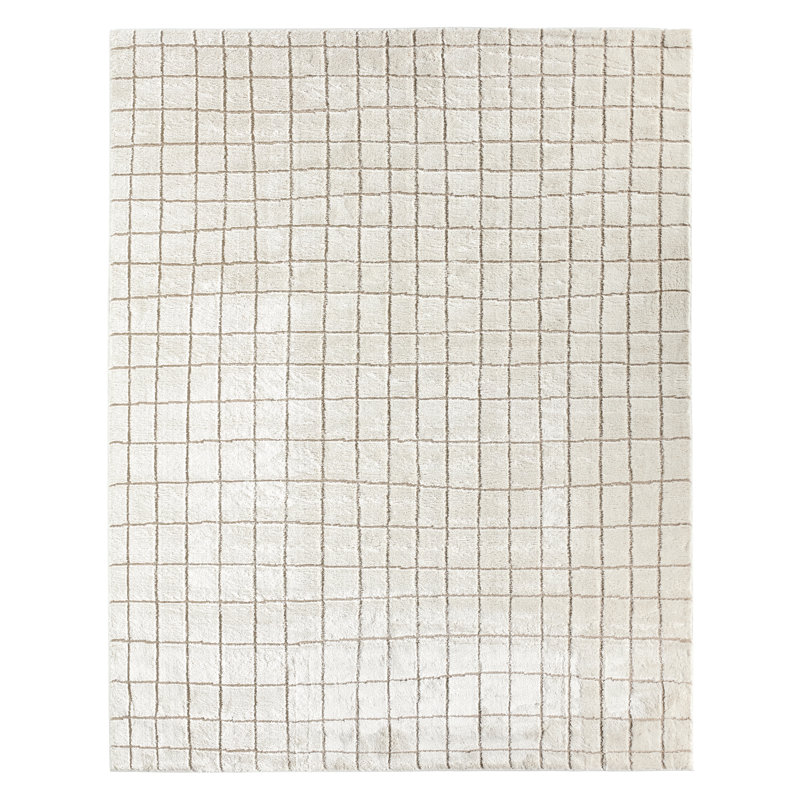 Tapis rayé blanc / brun clair Vibe par Latitude Run® Anton (9 pi 6 po x 13 pi 6 po), Rectangle 7 pi 6 po x 9 pi 6 po