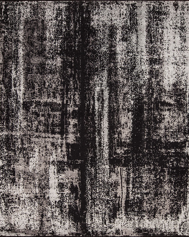 Nirvana Abstract Area Rug in Black, Rectangle 9' x 12'