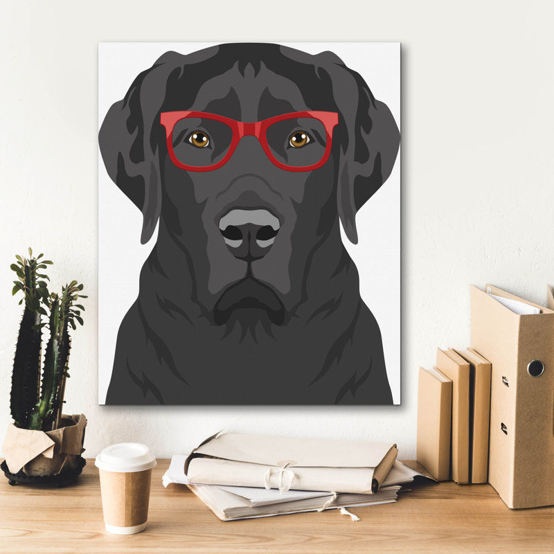 "Labrador Retriever portant des lunettes de hipster 2" par Furbaby Affiliates, H 24 po x l 20 po x P 0,75 po