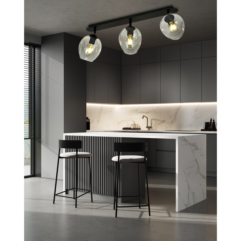 Golliday Glass Semi Flush Mount, Transparent