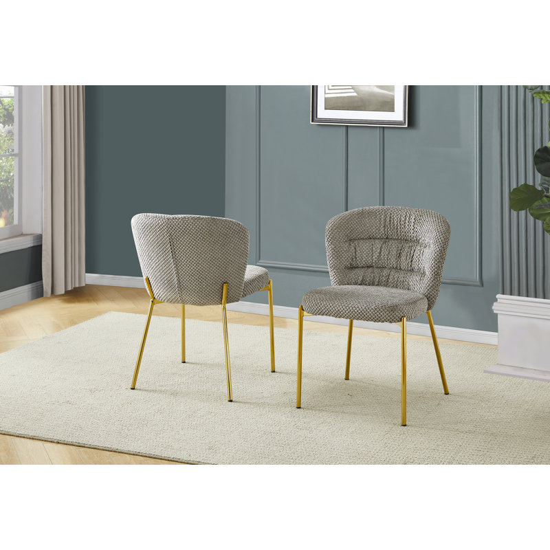 Chaises d'appoint moelleuses uniques avec pieds plaqués, Gris, Doré