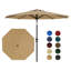 Parasol solaire d'extérieur avec lumières DEL et manivelle inclinable pour la cour