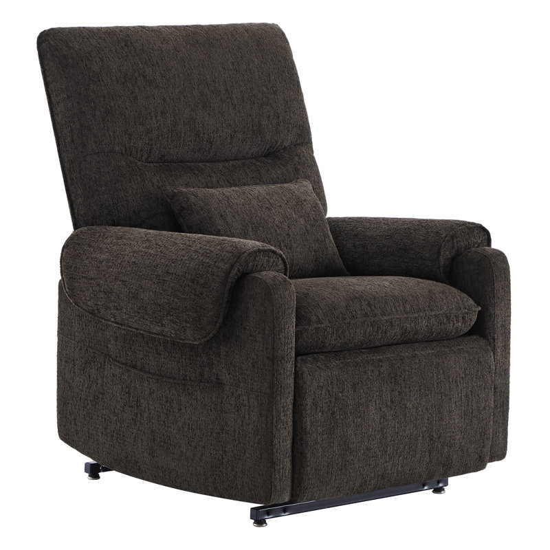 Fauteuil inclinable électrique avec chaleur et massage, Brun foncé 100 % polyester