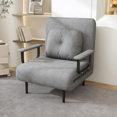 Folding Sofa Bed 5-In-1 Convertible Chair - 5-Position Adjustable Backrest With Pillow, Space-Saving Sleeper For Living Room, Bedroom & Office (Grey)
