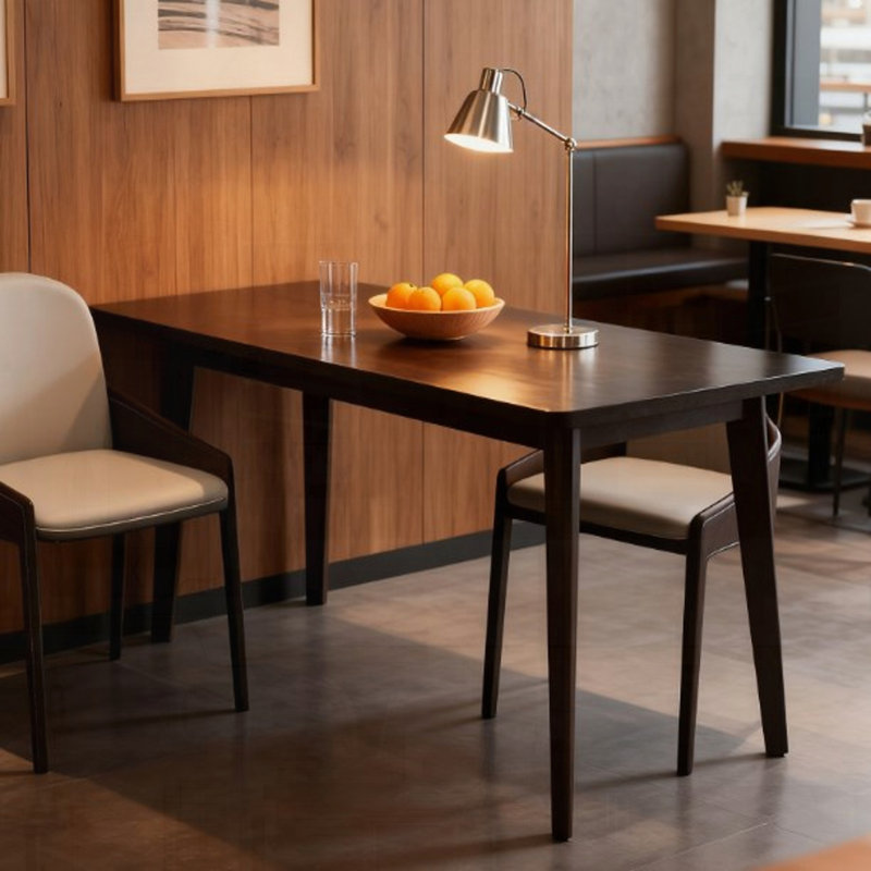Table de salle à manger rectangulaire avec conception facile à nettoyer, Acajou foncé