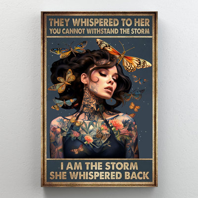 «I Am The Storm», art mural sur toile tendue avec des papillons