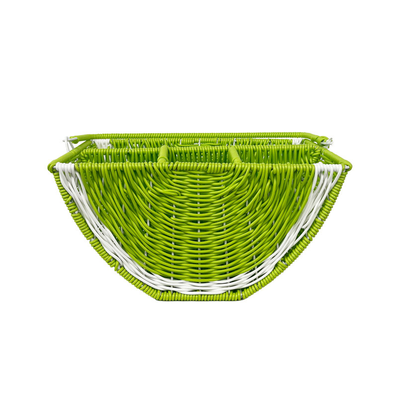 Panier en plastique simulé, Vert/blanc