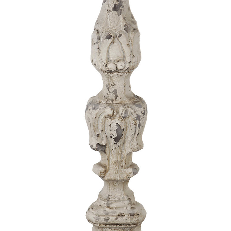 27.5'' H Stone Tabletop Candlestick, Beige 