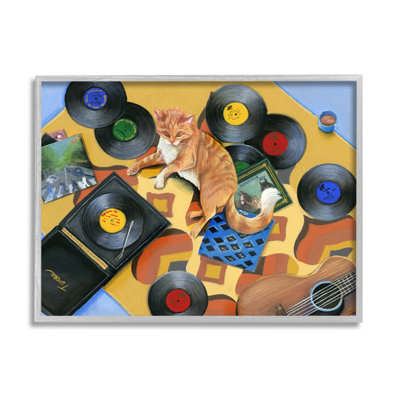 Chat et tourne-disque rétro par Hannah Spiegleman