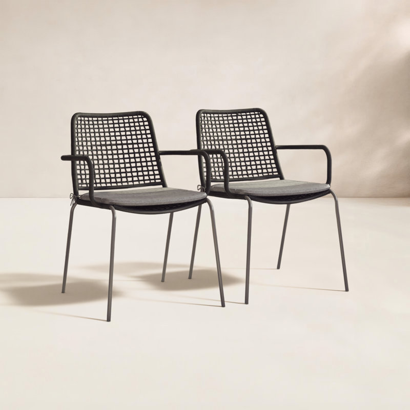Fauteuil de patio empilable Vashon, Noir