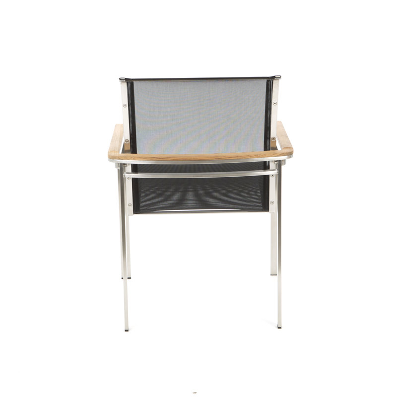 Tivoli Stacking Teak Patio Dining Arm Chair, Black, No