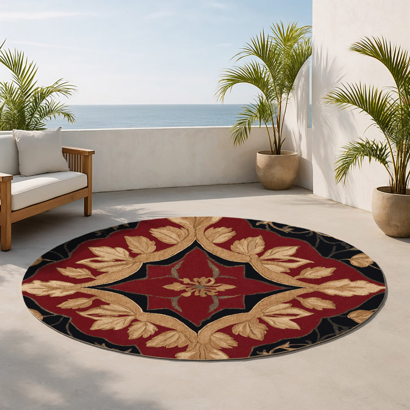 Tapis intérieur et extérieur Golden Herald, Rond 5 pi