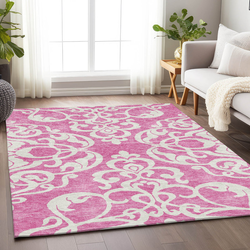 Premium Machine Washable Prisco Blush Rug, Rectangle 10' x 14'