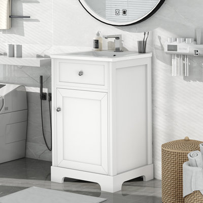Meuble-lavabo simple 20 po avec comptoir en céramique