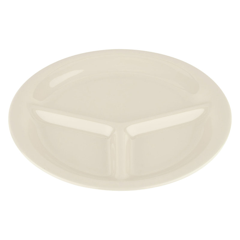 GET Assiettes en plastique robustes à 3 compartiments, 10,25 po, mélange Mardi Gras (ensemble de 4), Ivoire