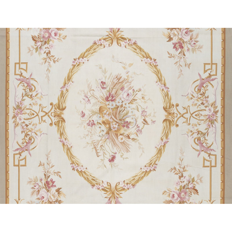 Tapis beige et beige noué à la main de haute qualité