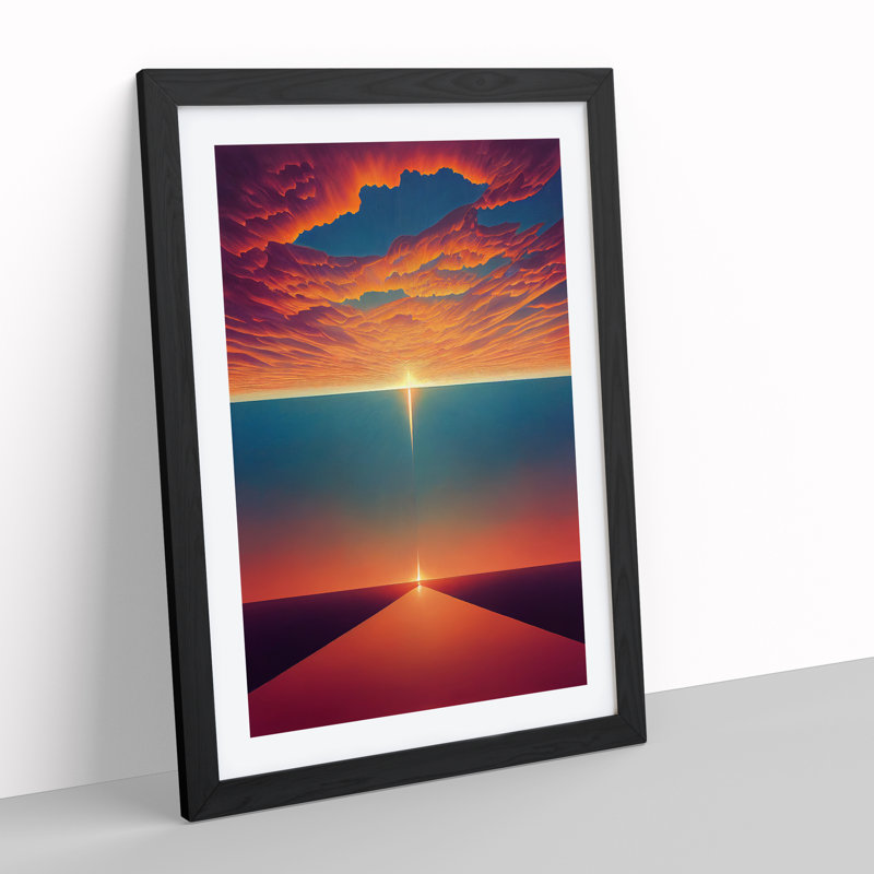 XV1022-4348X Super Abstract Sunset - Single Picture Frame Print, 64cm H x 46cm W x 2cm D, Black 