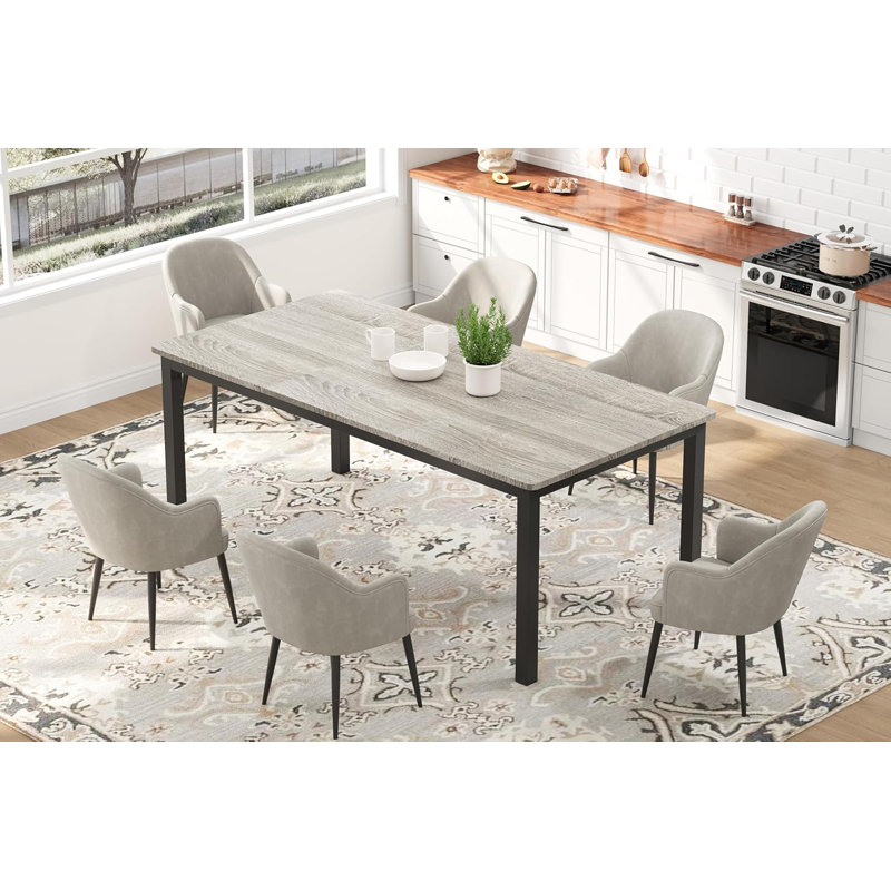 Large Rectangular Dining Table for 6-8 People, Industrial Wood Kitchen Table with Metal Legs, Modern Farmhouse Style Dining Room Table for Kitchen